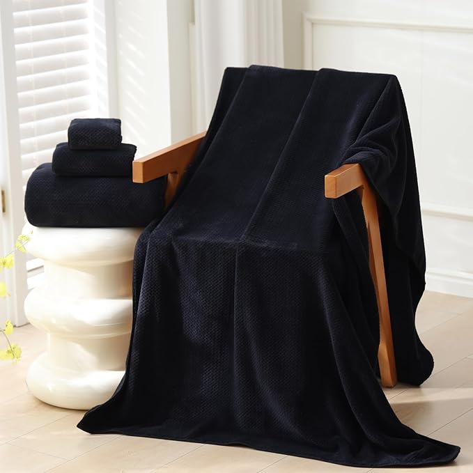Akzpe 40x80 Inches Bath Sheets Towels for Adults Oversized Bath Towels Extra Large Luxury Super Soft Absorbent Quick Dry Microfiber (Black,6PCS)