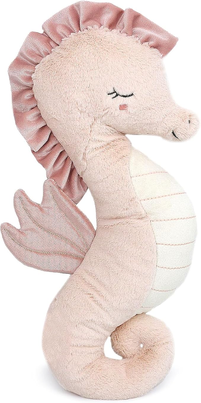 MON AMI Pink Seahorse Shaped Decor Pillow – 18x8”, Decorative Accent Throw Pillow, Ocean Stuffed Animal Plush for Nursery