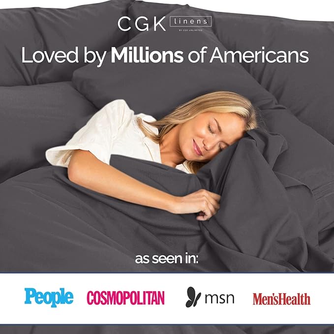 Extra Deep Pockets 400 Thread Count 100% Cotton 4 Piece King Size Bedding Sheet Set - Breathable & Cooling - Hotel Luxury Bed Sheets Set - Extra Soft, Wrinkle Free & Comfy Dark grey Bedding Sheet Set