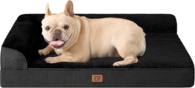 EHEYCIGA Orthopedic Dog Bed Medium Size Dogs, Memory Foam Dog Bed with Washable Removable Cover, Waterproof Pet Sofa Couch for Crate with Nonskid Bottom, 30x20x6, Black
