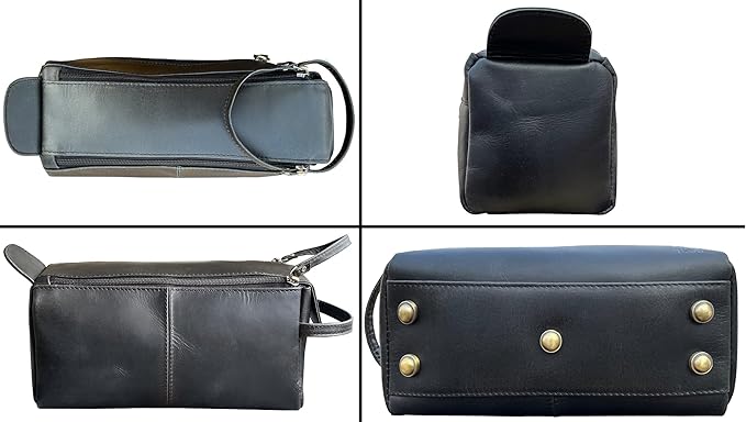 Rustic Town Leather Wash Bag for Men - Travel Toiletry Bag - Shaving Dopp Kit Toiletries Organizer - Leather Makeup Bag for Women