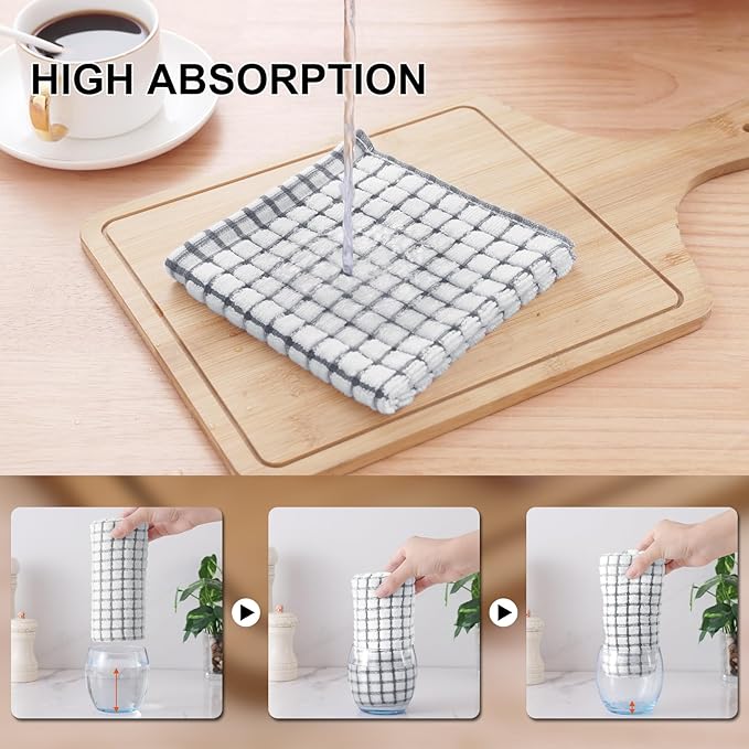 Kitinjoy Cotton 8 Pack Terry Kitchen Towels, 16 x 25 Inches Super Soft and Absorbent Dish Towels, Quick Drying Hand Towels for Kitchen Drying, Multi-Colored