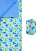 Wildkin Kids Sleeping Bag – Roll-Up Design with Storage Bag for School, Travel & Camping - Dinosaur Land