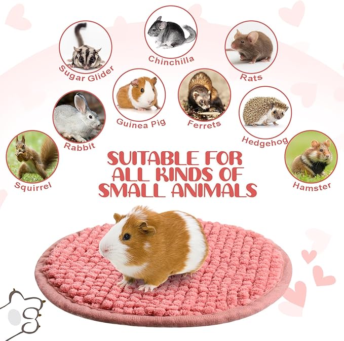 Amylove 4 Pcs Guinea Pig Cage Liner Guinea Pig Bedding Dog Door Mat for Muddy Pet Paws Washable Chenille Pee Pads Small Animal Sleeping Bed for Bunny Hamster(Diameter 7.8 Inch,Round,Mixed Color)
