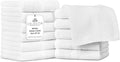 Villa Celestia 100% Cotton Wash Cloth for face & Body Set of 12, (12 x 12 inches) Sustainable, Soft, Highly Absorbent, Combed Cotton Wash Cloths Pack of 12 for Hotels, Spa, Bathroom, Dorm, White