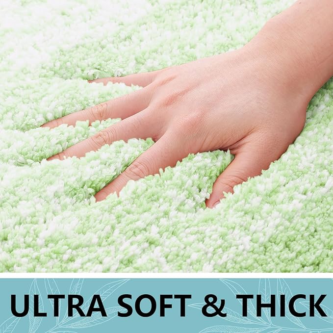 Arotive Microfiber Bathroom Rugs, Shaggy Soft and Absorbent Bath Rug, Non-Slip, Thick Plush Machine Washable Dry Bath Mats for Bathroom, Tub and Shower, 47x24, Sage Green, Rectangular
