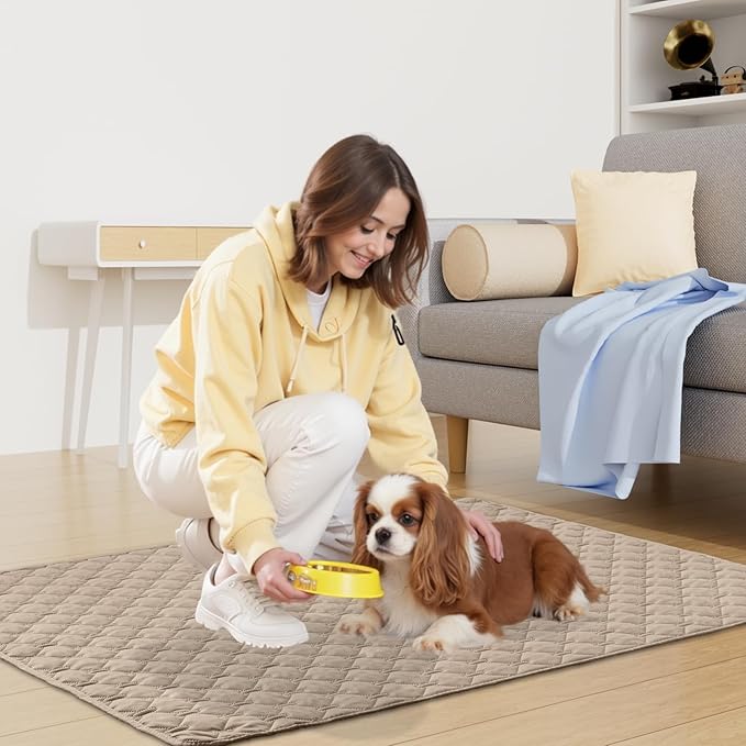 Smiry Waterproof Dog Bed Cover Blanket, Soft Reversible Pet Blanket, Washable Leakproof Cats Dogs Couch Cover for Sofa, Couch, Furniture, Plaid (52x82 Inch, Taupe/Beige)