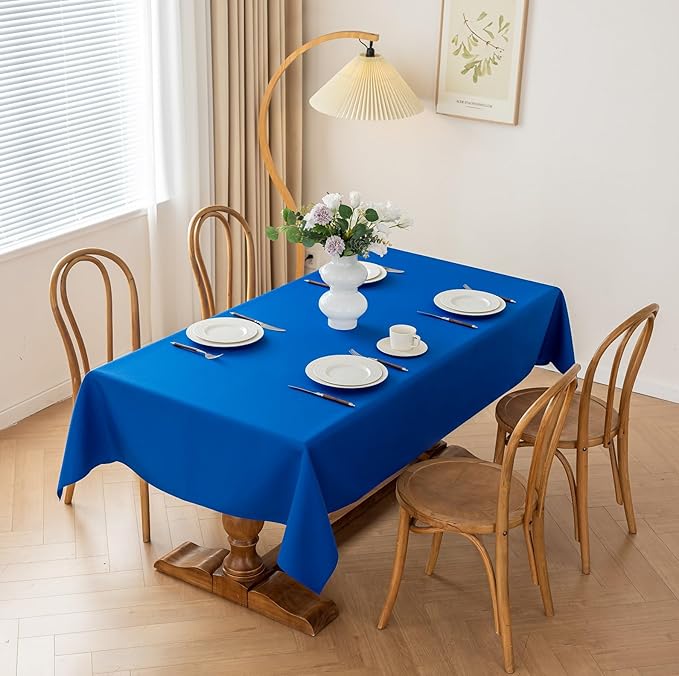 Rectangle Stain and Wrinkle Resistant Washable Polyester Table Cloth, Decorative Fabric Table Cover for Dining Kitchen Tables, Parties and Camping, 54 x 108 Inch,4 Pack,Blue