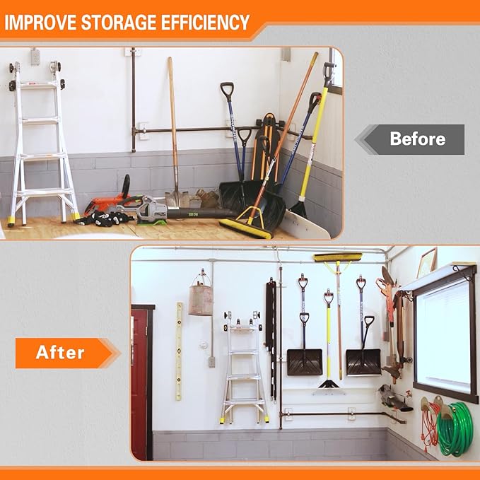 HUPBIPY 12 Pack Garage Hooks Heavy Duty Utility Steel with Anti-Slip Coating Wall Mount Storage Organizer for Hanging Power and Garden Tools, Ladders, Hose, Bikes, Ropes, Bulk Items, and More