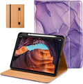 DTTO for iPad (A16) 11th Generation Case 11 Inch 2025, iPad 10th Generation Case 10.9 Inch 2022, Premium Leather Business Folio Stand Cover with Pencil Holder - Auto Wake/Sleep, Purple Marble