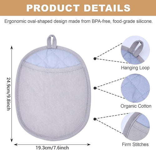4Pack Pot Holders and Oven Mitts for Kitchen Heat Resistant Hot Mitts Pads Silicone Anti-scalding Cooking, Baking Black