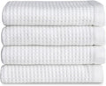 Cozy Earth Waffle Washcloths - 60% Cotton 40% Viscose from Bamboo Washcloths 13 x 13 Inches - Soft & Absorbent Terry, Reversible Mini Textured Waffle & Weave Pattern - 4 Pack