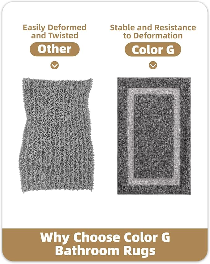Color&Geometry Bathroom Rugs, Water Absorbent and Quick Dry Microfiber Bath Rugs-16"x24", Non-Slip, Machine Washable, Extra Soft Plush Bath Mats for Bathroom, Laundry Room, Dark and Light Grey