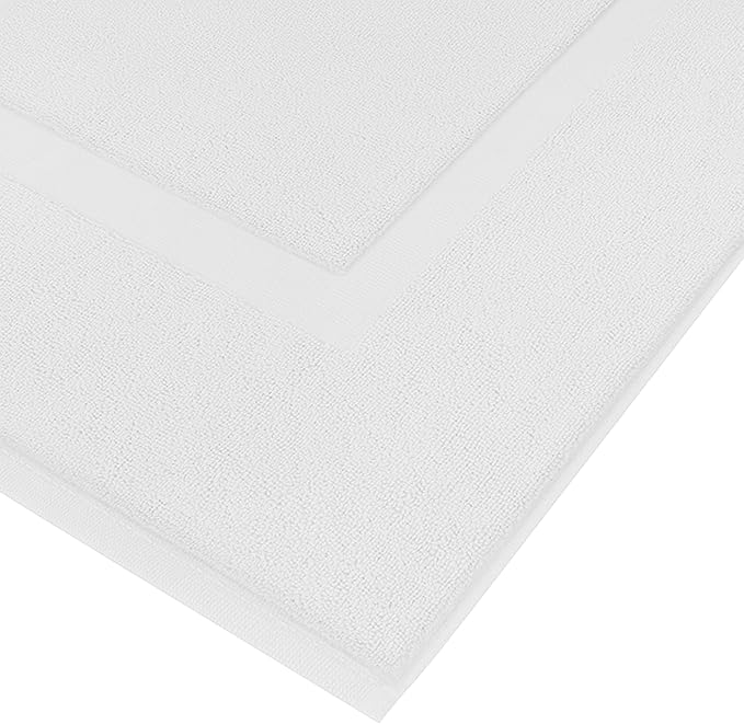 RIVERSIDE Bath Mat Set of 2 - White Bath Mats 21x34 Inches, Not a Bathroom Rug, 100% Ring Spun Cotton, Super Soft & Highly Absorbent Bathroom Floor Mats