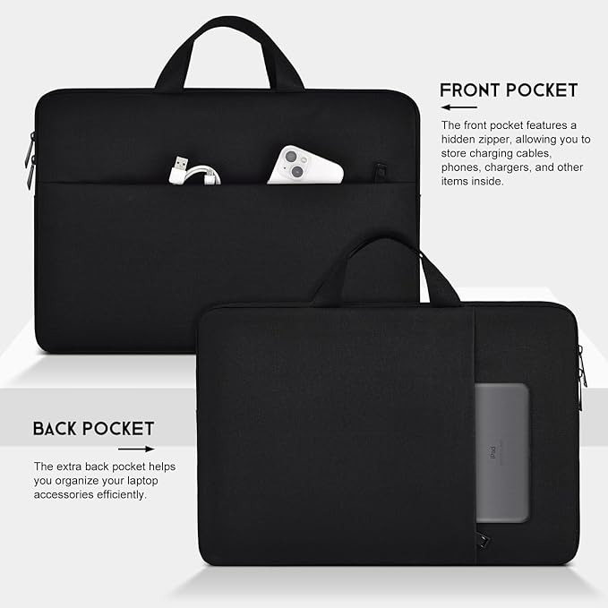 17 17.3 inch Laptop Sleeve Case for 2025 HP 17 inch Touchscreen Computer, HP Envy/Pavilion, Shockproof-Padded Notebook Travel Carrying Laptop Bag with Accessory Pockets, Black