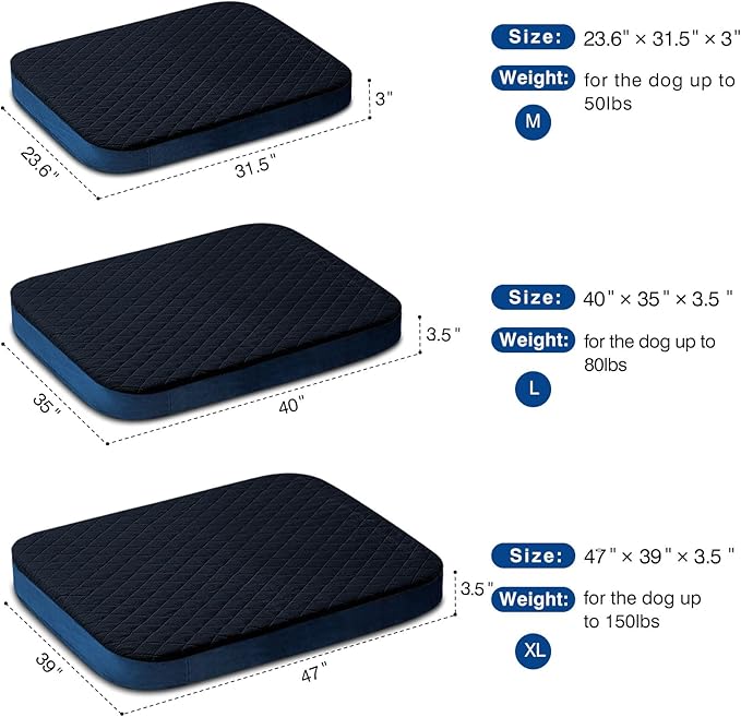 JoicyCo Dog Bed for Extra Large Dogs, Orthopedic Foam Jumbo XL Dog Bed Mattress, 47 Inches Joint Relief Pet Sleeping Bed, Non Slip Bottom with Removable Washable Cover, Dark Grey