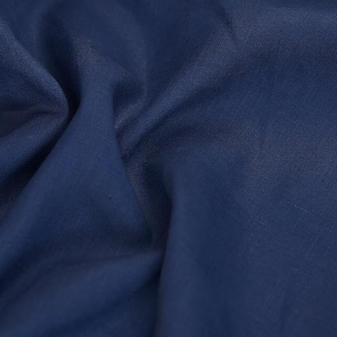 Japan Nature 100% Linen Fabric for Clothing, Home Decor, Pillow, Sofa, 55" Width, Craft by The Yard (Dark Blue Color)