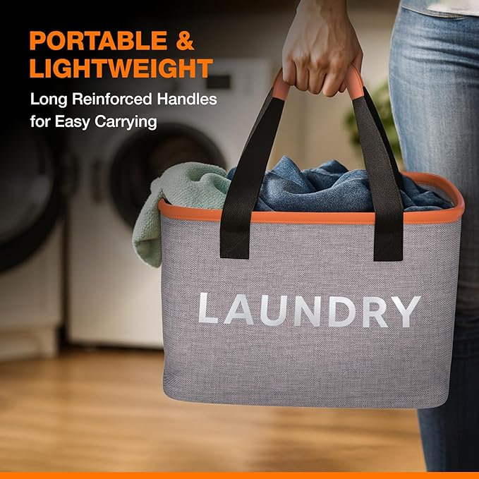 PANDALITO Collapsible Laundry Baskets (1 Pack) with Zip Pocket & Bonus Mesh Bag - Foldable Laundry Basket for Dirty Clothes, 10 Gallon Hamper Bin for Nursery, Dorm, RV, Apartment, Small & Portable