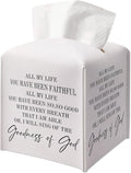 Christian Decorative Tissue Box Cover Square, Leather Tissue Box Cover Holder, Inspirational Quote Gift Ideas for Friends, Goodness of God Decor for Bathroom Office-(5.2 Inches)