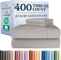 400 Thread Count Cotton Sheet Set - Cal King Size 100% Cotton Sheets - Easily Fits 8" to 16" Mattress - Silky-Soft, Wrinkle Free & Comfortable - Deep Pockets & Hotel Quality Bedding Set - Light Grey
