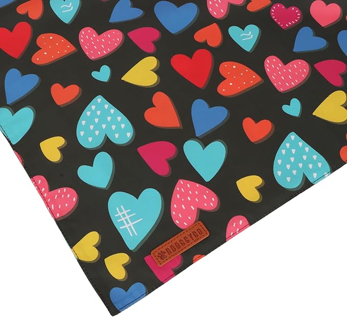 ADOGGYGO Valentine Dog Bandanas 2 Pack, Triangle Reversible Love Heart Scarf, Premium Durable Fabric, Pet Valentine Bandana for Medium Large Dogs (Large)