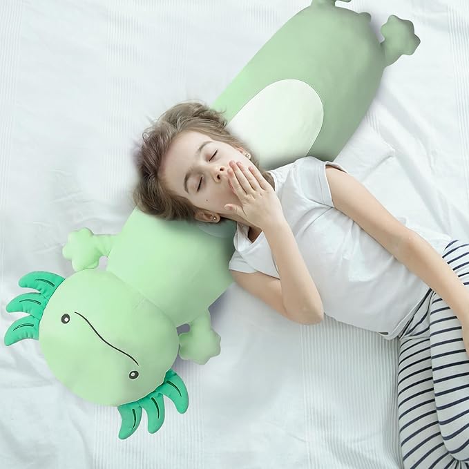 Dalmao 36" Giant Green Axolotl Stuffed Animal, Cute Soft Long Axolotl Plush Large Body Pillow Big Squishy Plushies Toy, Gift for Kids, Boys, Birthdays, Halloween, Christmas
