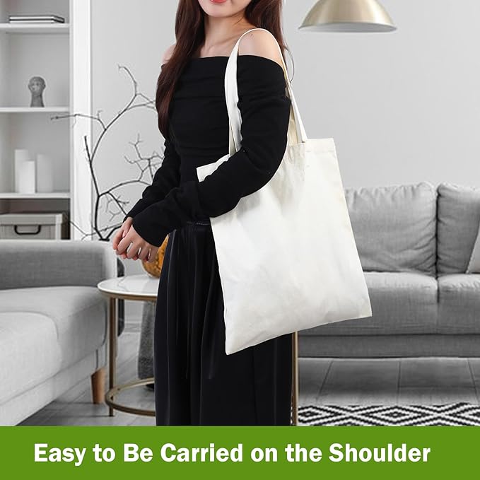 FF Sgdfc 2 Pcs Canvas Tote Bags, Natural Color Tote Bags 15 x 16 inch Sustainable Eco Friendly reusable, for Grocery Bags, DIY Gift Bags, Shopping Bags (Black)