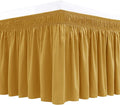 Biscaynebay Wrap Around Bed Skirts for Full & Full XL Beds 15" Drop, Christmas Gold Adjustable Elastic Dust Ruffles Easy Fit Wrinkle & Fade Resistant Silky Luxurious Fabric Machine Washable