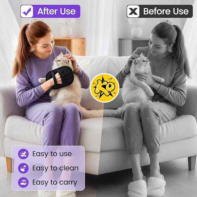 QWACVRTM Pet Hair Removal Glove for Dogs and Cats, 2026 New Upgraded Five-Finger Magic Brush Pet Hair Remover for Laundry, Electrostatic Glove for Couch, Carpet, Clothes, Car Seat