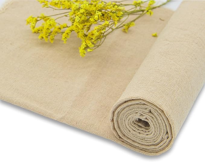 Natural Linen Needlework Embroidery Fabric Cross Stitching Aida Cloth 62" by 1 Yard Rose Flavor