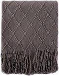 BATTILO HOME Dark Grey Throw Blanket for Couch, Solid Boho Throw Blanket for Home Decor, Bed Throws for Foot of Bed, 50"x60"