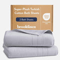 Brooklinen Super-Plush Turkish Cotton Bath Sheets - Set of 2 - Cotton, 820 GSM, Highly Absorbent, Machine Washable, Perfect for Home & Bathroom (40" x 65", Smoke Grey)