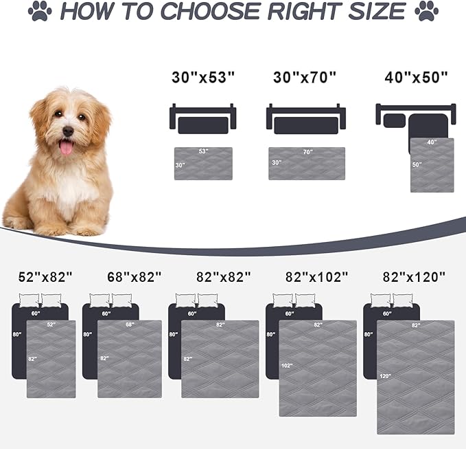 Smiry Waterproof Dog Bed Cover Blanket 30x70, Soft Reversible Pet Blanket, Washable Leakproof Cats Dogs Couch Cover for Sofa, Couch, Furniture, Lattice, Grey/Dark Grey