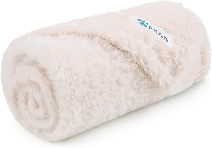 PetAmi Dog Blanket for Small Dogs Beige, Fluffy Soft Puppy Blanket, Sherpa Fleece Cat Blanket for Kitten Doggie, Calming Pet Blanket Throw for Couch Sofa Bed Washable, Small 24x32