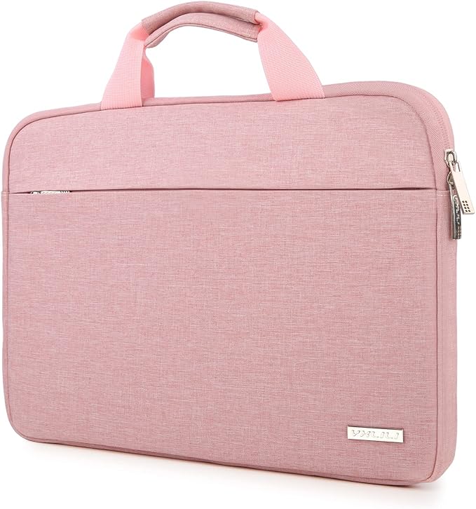 YXLILI Laptop Sleeve Case 15.6 Inch with Handle, Waterproof, Anti-Scratch, Shockproof Protective Computer Bag, Large Storage & Multi-Pocket Design-Pink