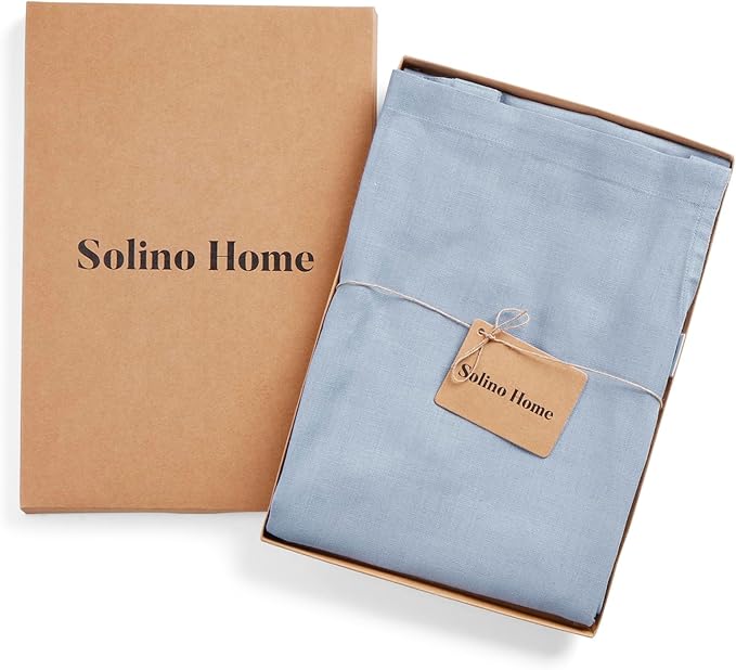 Solino Home 100% Pure Linen Apron for Women & Men - Full Midi Bib Apron Adjustable Neck Strap with Center Pockets for Kitchen