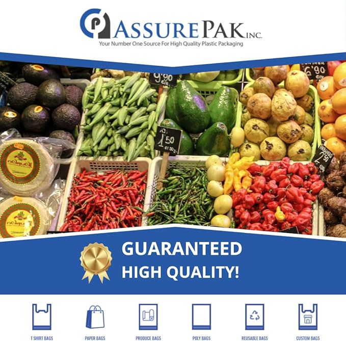 ASSUREPAK Clear Produce Bags Roll - 600 Bags - 12"x20" – HDPE - (11 Microns) – Plastic for Grocery, Reusable Produce, Small Business, Plastic Bag, Food Bag, Storage Use, Natural Color