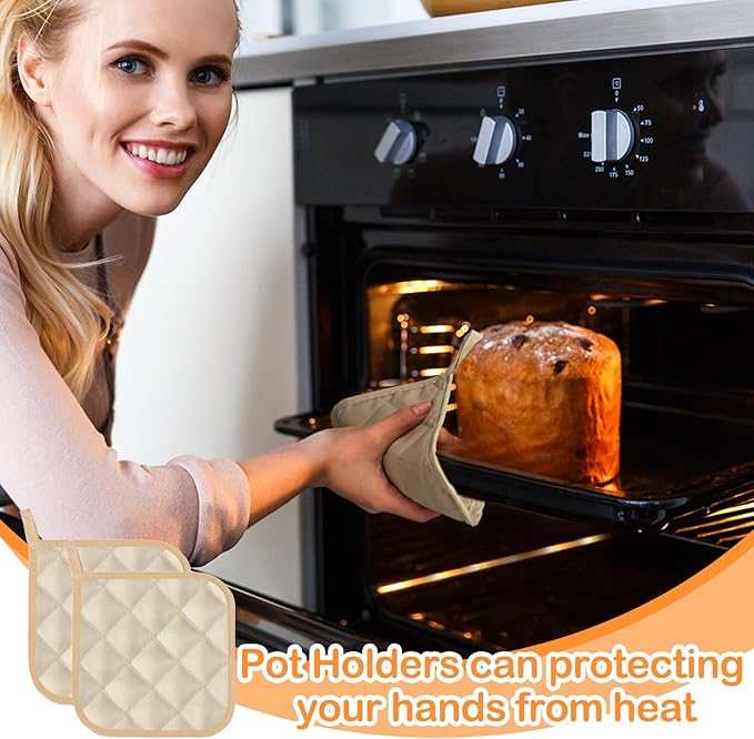Layhit 36 Pcs Pot Holders for Kitchens Cotton Heat Resistant Potholders Oven Pot Holders Washable Hot Pads Bulk Potholders with Hanging Loops Cloth Coaster Mitts for Cooking Baking 7 x 7 Inch 9 Colors