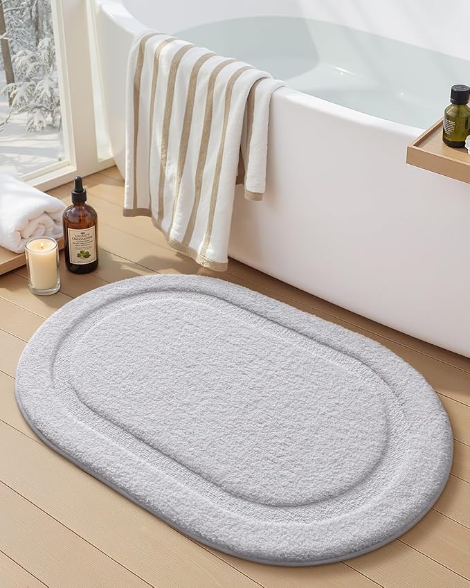 Color&Geometry White Bathroom Rugs, Non Slip, Absorbent, Soft, Washable, Thick Bath Mat, 24"x43" Small Bath Rug Bath Mats for Bathroom Floor, Shower, Sink, Vanity