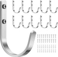 Josmimic 10-Pack Wall Hooks for Hanging Towel/Coat - 22LB Screw in Metal Hanger Wall Mount, for Outdoor, Closet, Door, Bathrooms, for Backpack, Robe, Silver