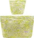 getgto 2 Pcs Makeup Bags, Large Cosmetic Bag Travel Toiletry Bag Organizer for Women, Embroidery Craft, Floral Makeup Bag Small Cosmetic Pouch Purse with Zipper Gifts for Girls Teen