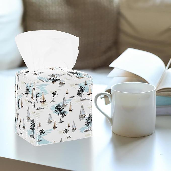 Set of 2 Velvet Tissue Box Covers - Waterproof Dutch Flannel Fabric, Fits 5x5x5in Boxes, Decorative Storage for Living Room, Bathroom, Office