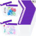 24 Pieces Pill Pouch Bags Zippered Set Reusable Translucent Medicine Organizer Sealing Travel Plastic Bags with Slide Lock for Storage(Purple)