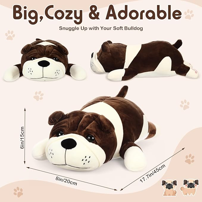 Vertintong 17.7" Huggable Dog Plush, Cute Stuffed Animal, Soft Adorable Cuddle Companion for Kids, Easter Birthday Plush Pillow Gift for Boys and Girls