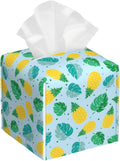 POIUBLE Pineapple and Tropical Leaves Tissue Box Cover Leather Tissue Box Holder Square Facial Paper Organizer Dispenser for Bathroom Kitchen Bedroom Vanity Countertop Night Stands