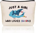 Girlly Shark Makeup Bag Valentines Day Gifts: Sharks Themed Cosmetic & Toiletry Organizer Pouch For Daughters, Sisters,Mom, Friends,Teen Girls & Women.Ideal Shark Lover Gift For Travel, Birthdays.