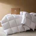 Pacific Coast Goose Feather Down Fiber Comforters Twin Size, Extra Fluffy White Duvet Insert, Ultra-Soft, Breathable, All Season Hotel Luxury Bedding Comforters, 8 Corner & Center Loops (68"x90")