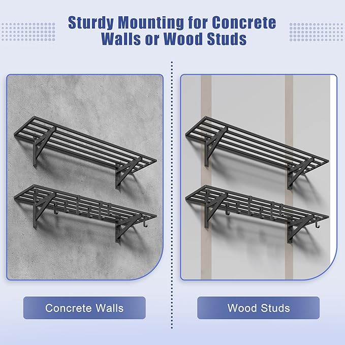 Jusgym 2-Pack 1x4ft Heavy Duty Garage Shelving, 1' x 4' Garage Wall Shelving Wall Mounted (2pack-1x4ft)