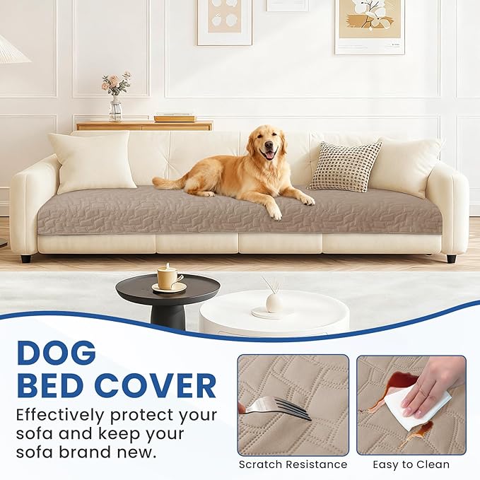 CYCMACO Waterproof Dog Bed Cover, Non-Slip Dog Blanket for Couch, Couch Covers for Dogs Washable, Pet Blanket for Furniture, Pet Bed Mat for Sofa, Car, Pet Supplies (40x50 Inch, Khaki)