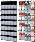 Windyun 2 Pcs 70 Large over The Door Shoe Organizer Hanging Shoe Rack for Closet Holder Black Mesh Pockets Back to School Behind Door Hanger Storage Nonslip for Home Room School Dorm, Each 35 Pockets